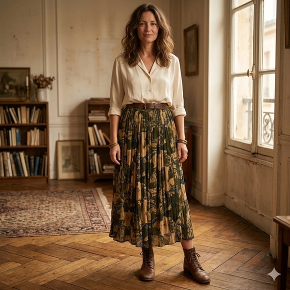 Tradition Dresses & Skirts - Vintage Tradition Floral Rayon Midi Skirt Size 8